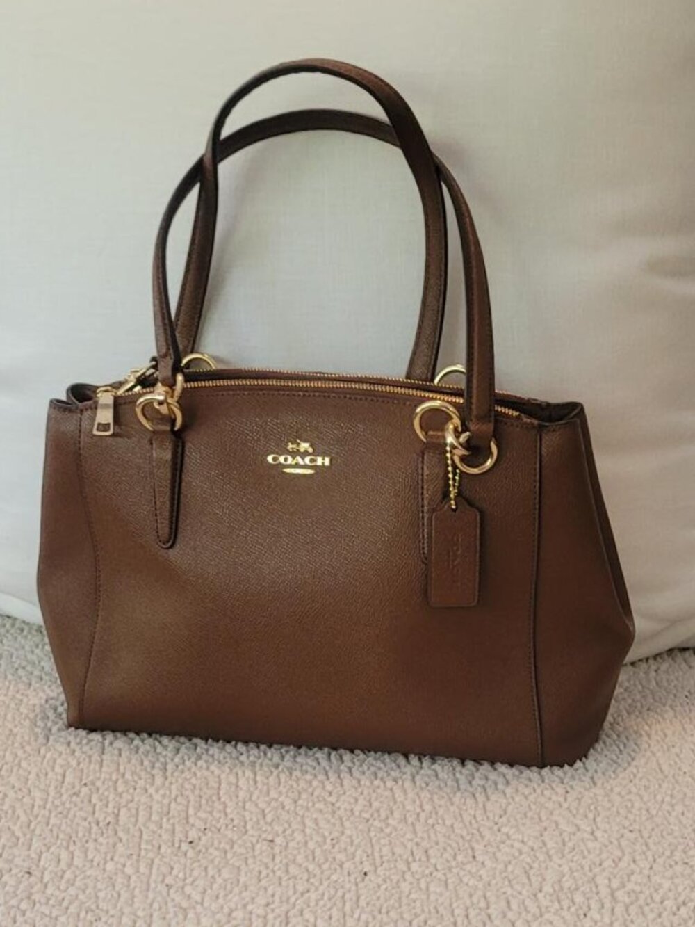 Coach Small Christie Carryall in Cross-Grain Leather Color is "Saddle 2" NWT - Picture 2 of 12